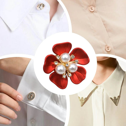 Flower Pearl Button Brooch