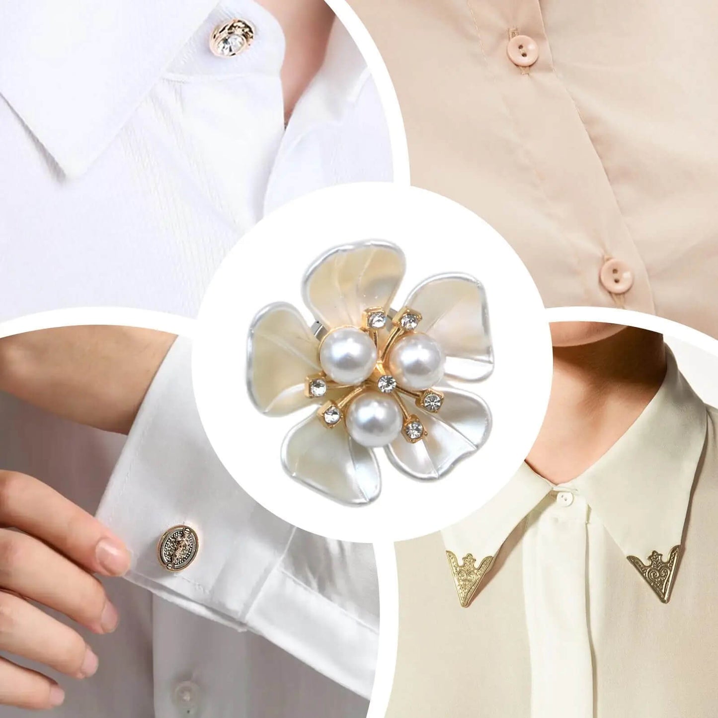 Flower Pearl Button Brooch