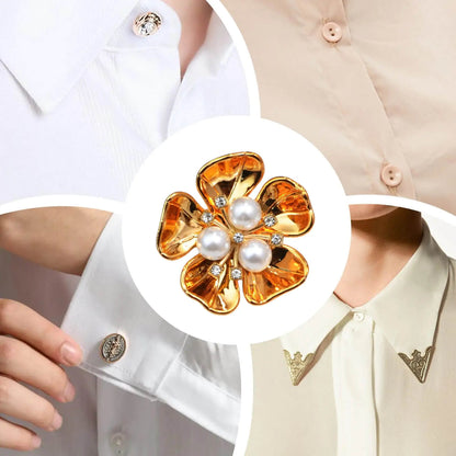 Flower Pearl Button Brooch