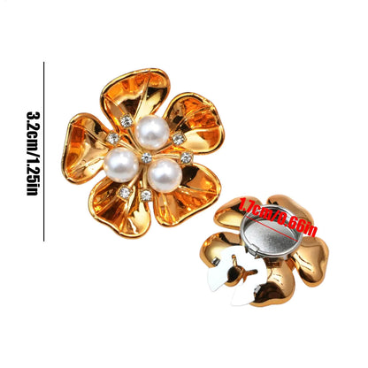 Flower Pearl Button Brooch