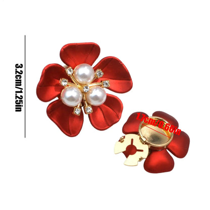 Flower Pearl Button Brooch