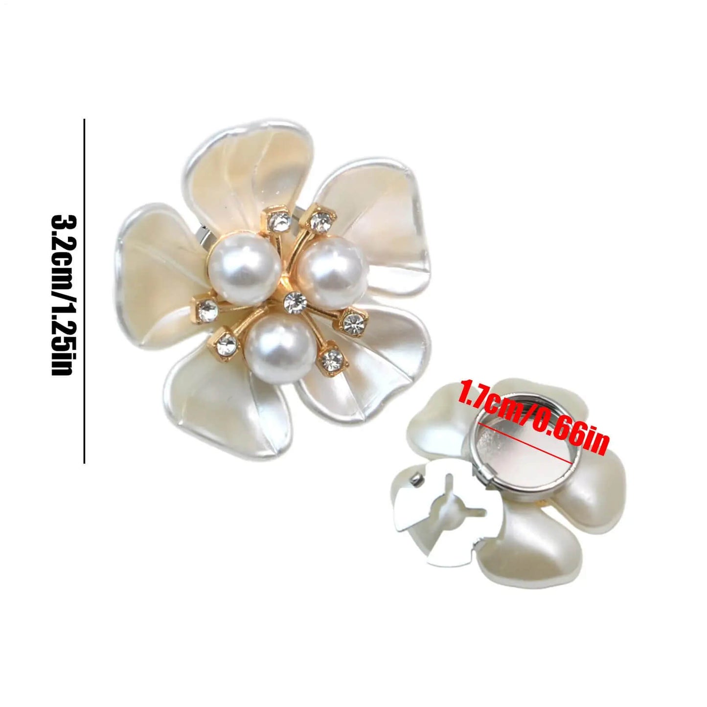 Flower Pearl Button Brooch