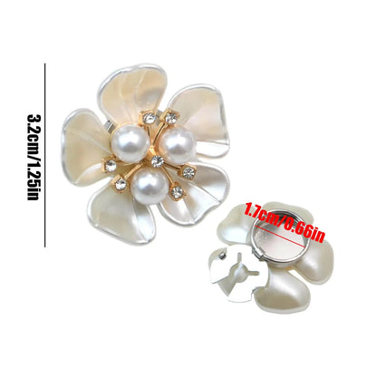 Flower Pearl Button Brooch