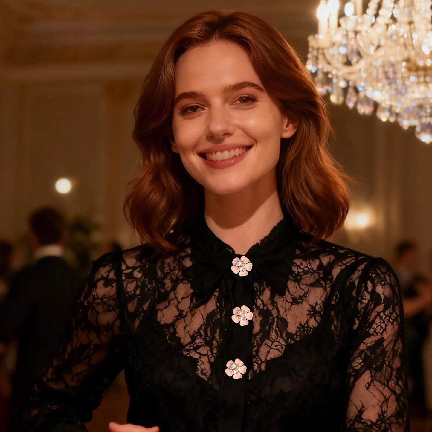 Flower Pearl Button Brooch