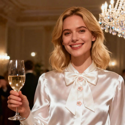 Flower Pearl Button Brooch