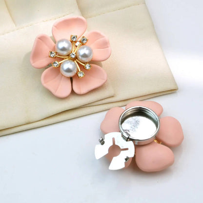 Flower Pearl Button Brooch