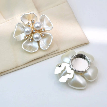 Flower Pearl Button Brooch