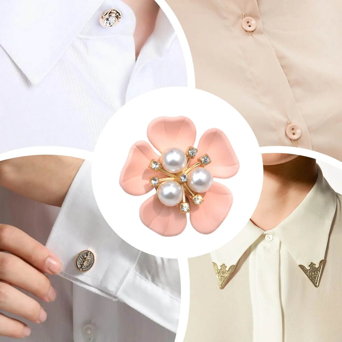 Flower Pearl Button Brooch